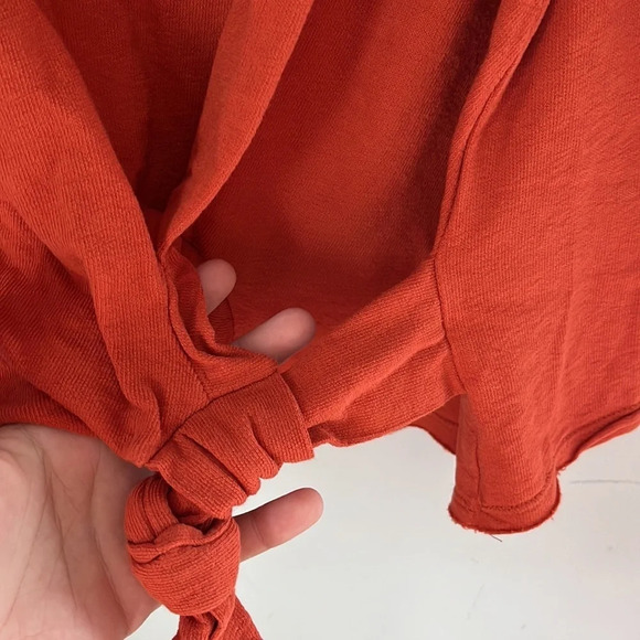 Free People Beach Long Sleeve Front Tie Top Size XS Petite - Picture 3 of 6